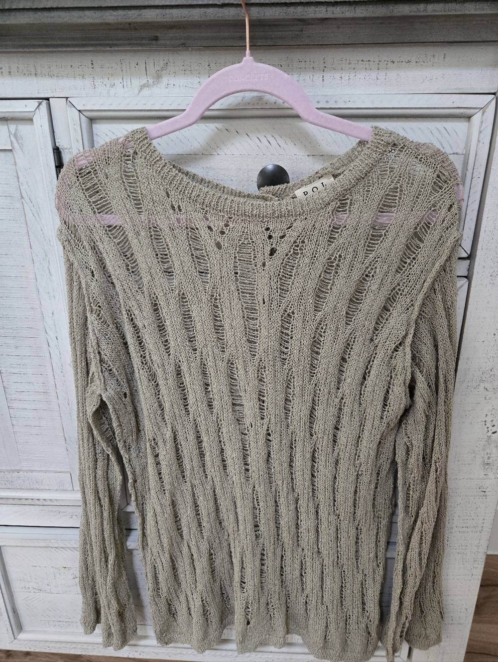 POL Boho Chic Distressed Open Knit Sweater | Size Medium NWOT